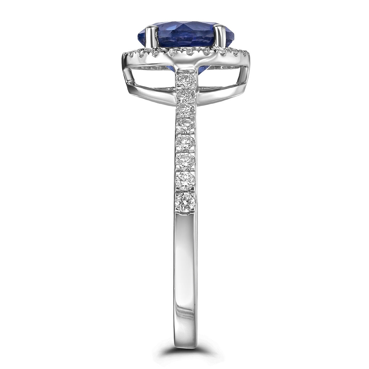 Astra 3.60ct Lab Sapphire and Diamond Halo Shoulder Set Round Cut in Silver